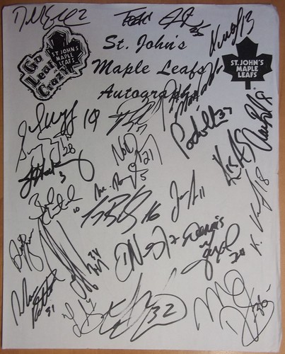 St. John's Maple Leafs Team Autographs, 1998-99 Season