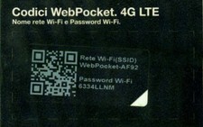 TESSERA CARTONCINO USO SPECIALE WI-FI CODICI WEB POCKET 4G LTE PER COLLEZIONISMO