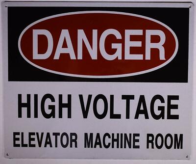 HIGH Voltage Elevator Machine Room Sign (Reflective, White 10x12)-REF24-1027