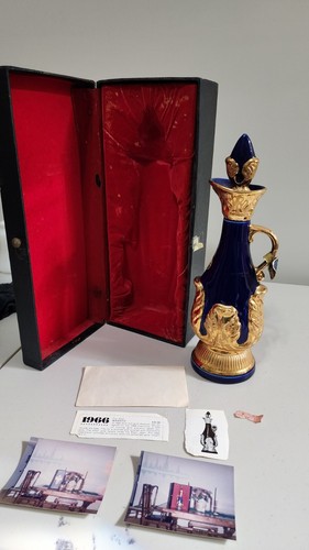 1966 Jim Beam Majestic Regal Blue Gold Whiskey Decanter top cover Orig Box Read - Picture 2 of 21
