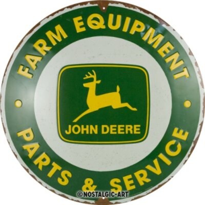 John Deere Nostalgie rundes Blechschild 35 cm Traktor Trekker Maschinen