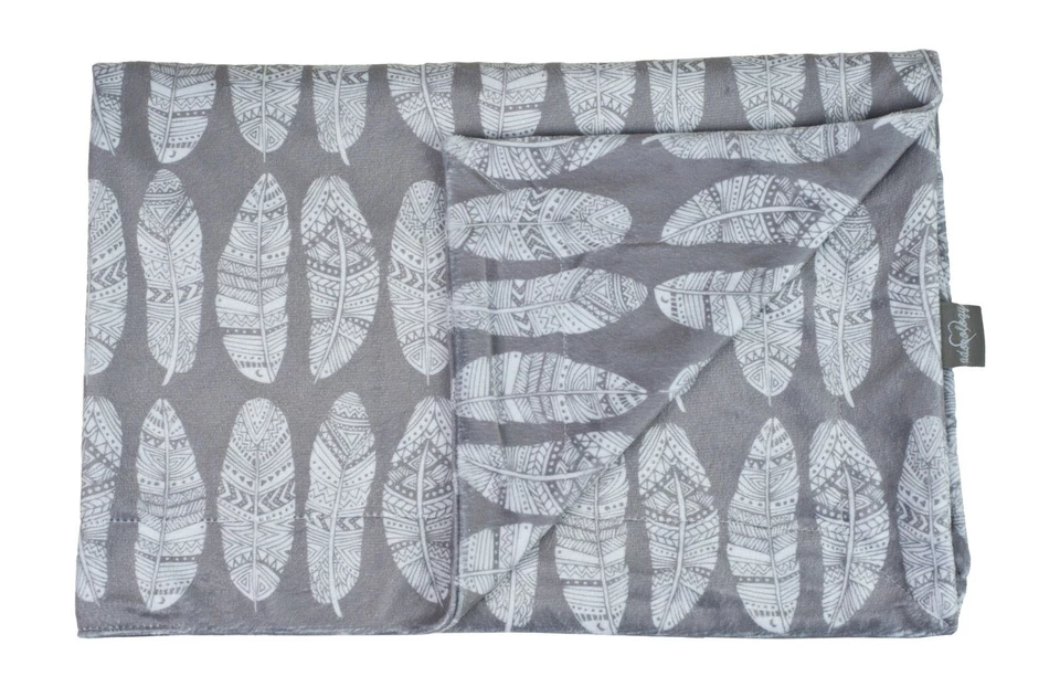 Minky Baby Nursery and Toddler Blanket 30" x 40" Gray White Feathers Shower Gift - Image 2 of 3