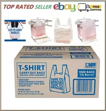 1000 Bags T-Shirt Thank You Plastic Grocery Store Shopping Carry Out Bags