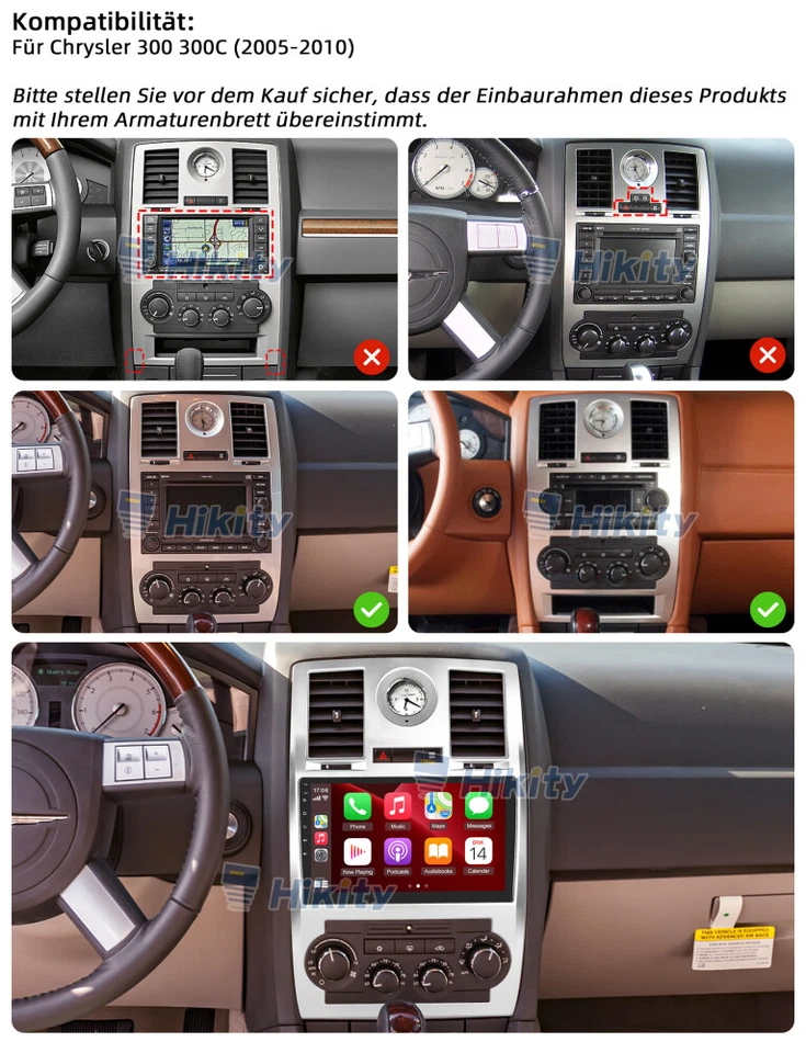 8Core 4+64G Android15 Autoradio Wireless CarPlay GPS Navi für Chrysler 300 05-10 - Bild 2 von 4