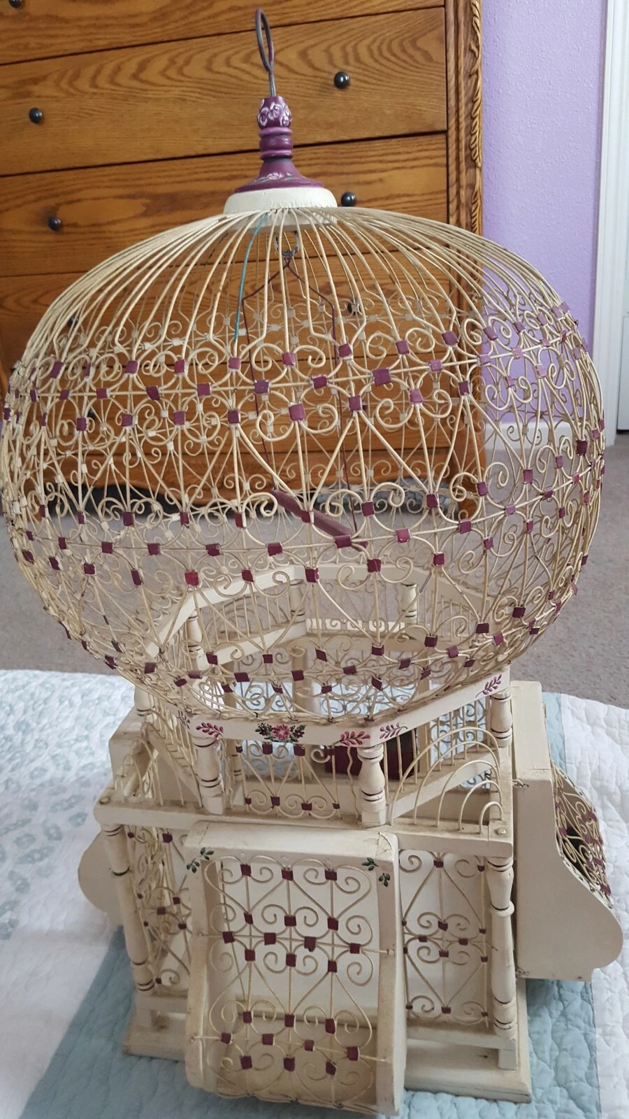 Beautiful Antique Victorian Balloon Dome Bird Cage