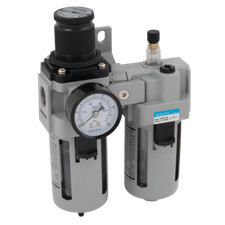 Filter Regulator + Lubricator Supplied with Mounting Bracket and Gauge