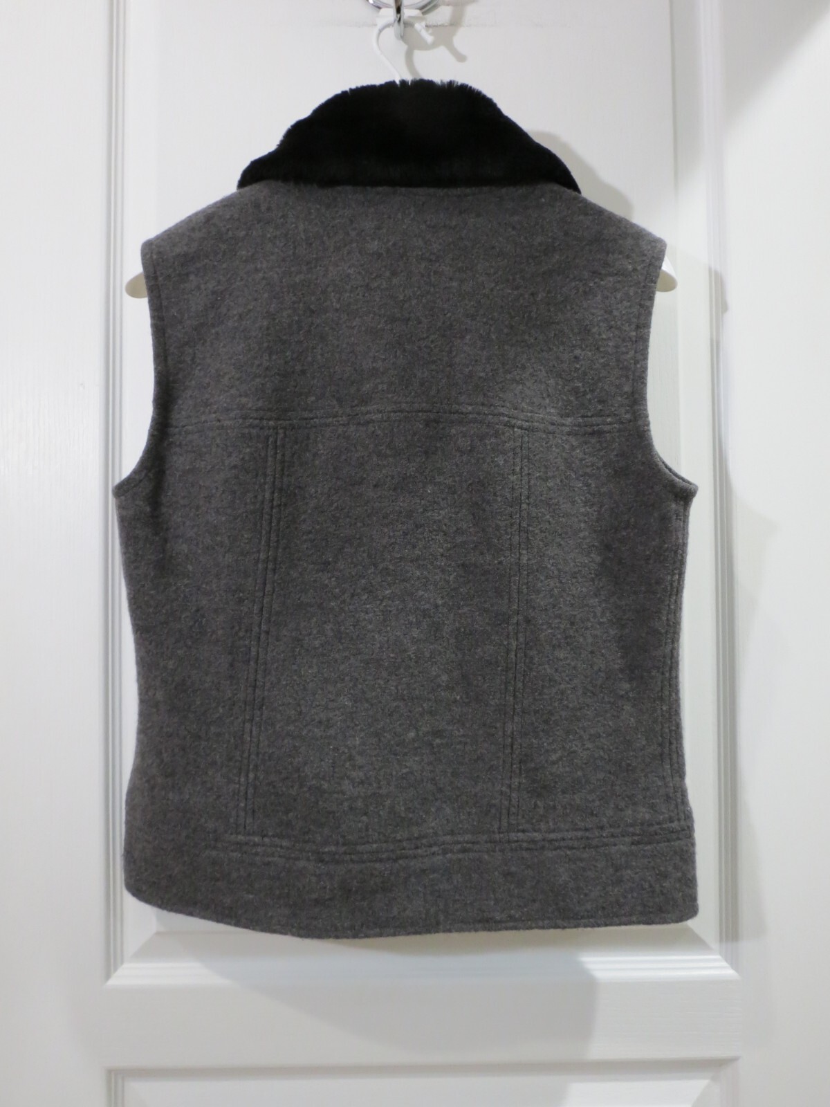 Talbots 100% Wool Solid Gray Full Button Vest w/ … - image 12