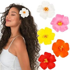 5 PCS Hawaiian Flower Hair Clips Artificial Hibiscus Clips for Beach DIY
