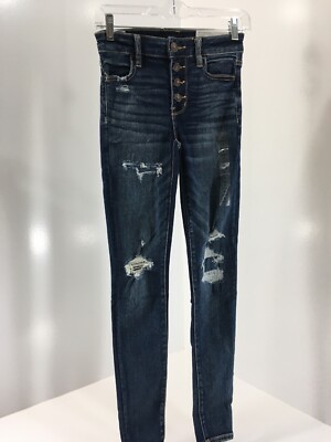 American Eagle Women Ne(x)t Level Stretch Hi Rise Jeggings Faded Indigo 25W NWT=