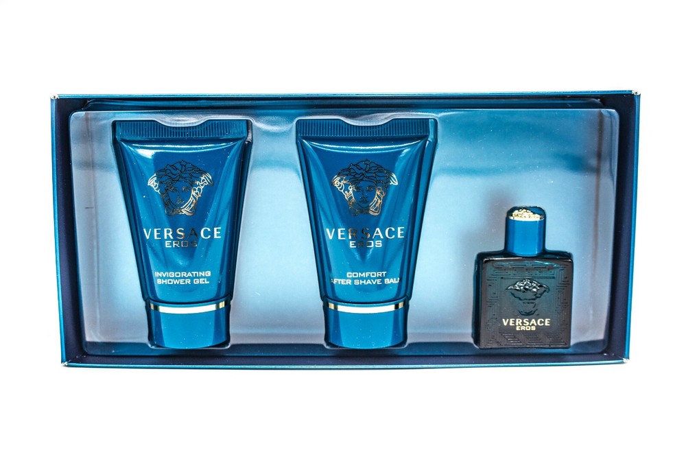 Versace EROS Eau de Toilette Splash, After Shave Balm, & Shower Gel MINI Set NIB
