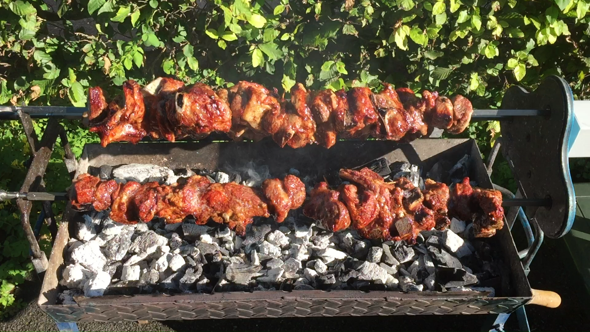 Cypriot Charcoal Rotisserie Barbecue Grill Traditional Foukou BBQ