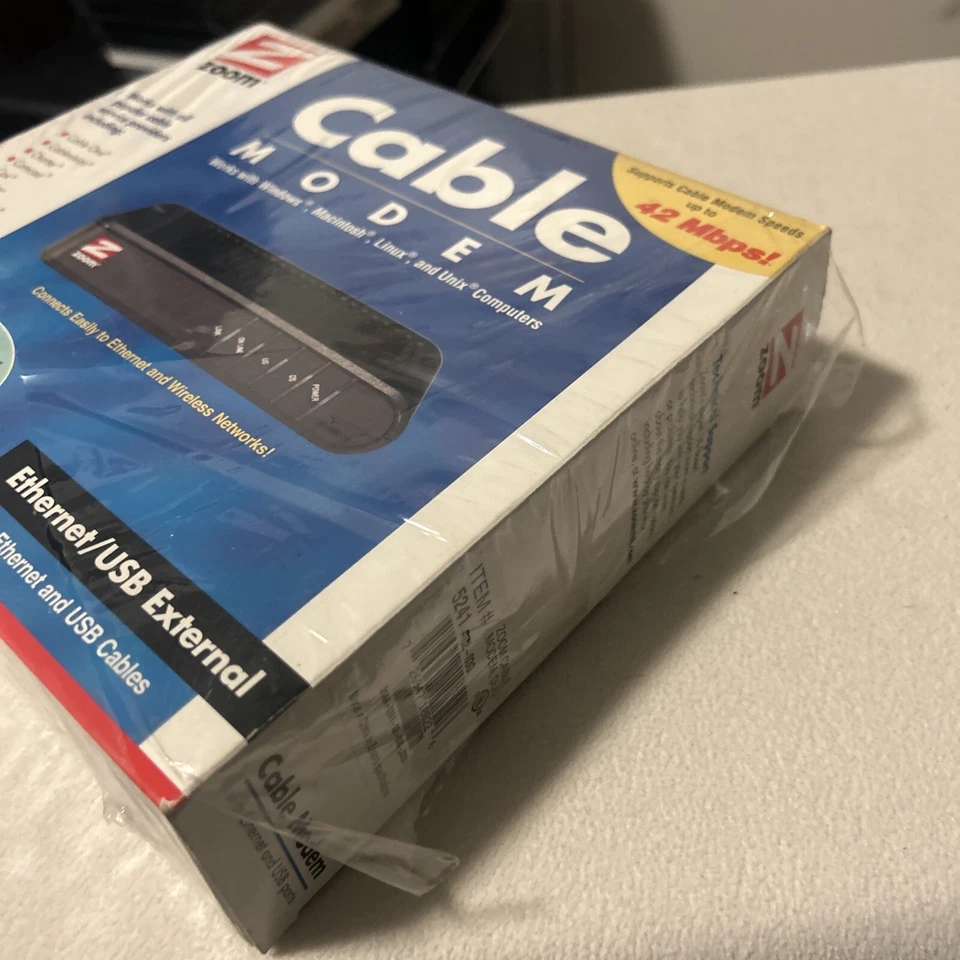 New Zoom Cable Modem Ethernet/USB External Model 5241 Windows Mac Linus Unix - Image 3 of 4