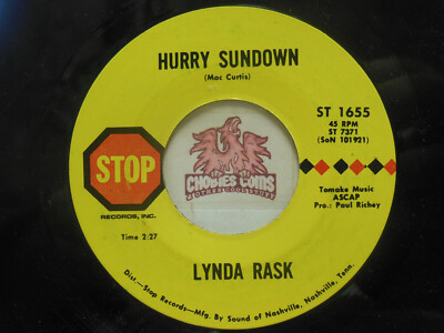 Lynda Rask   Hurry Sundown / Love Wonderful Love, 45 RPM VG (8B)