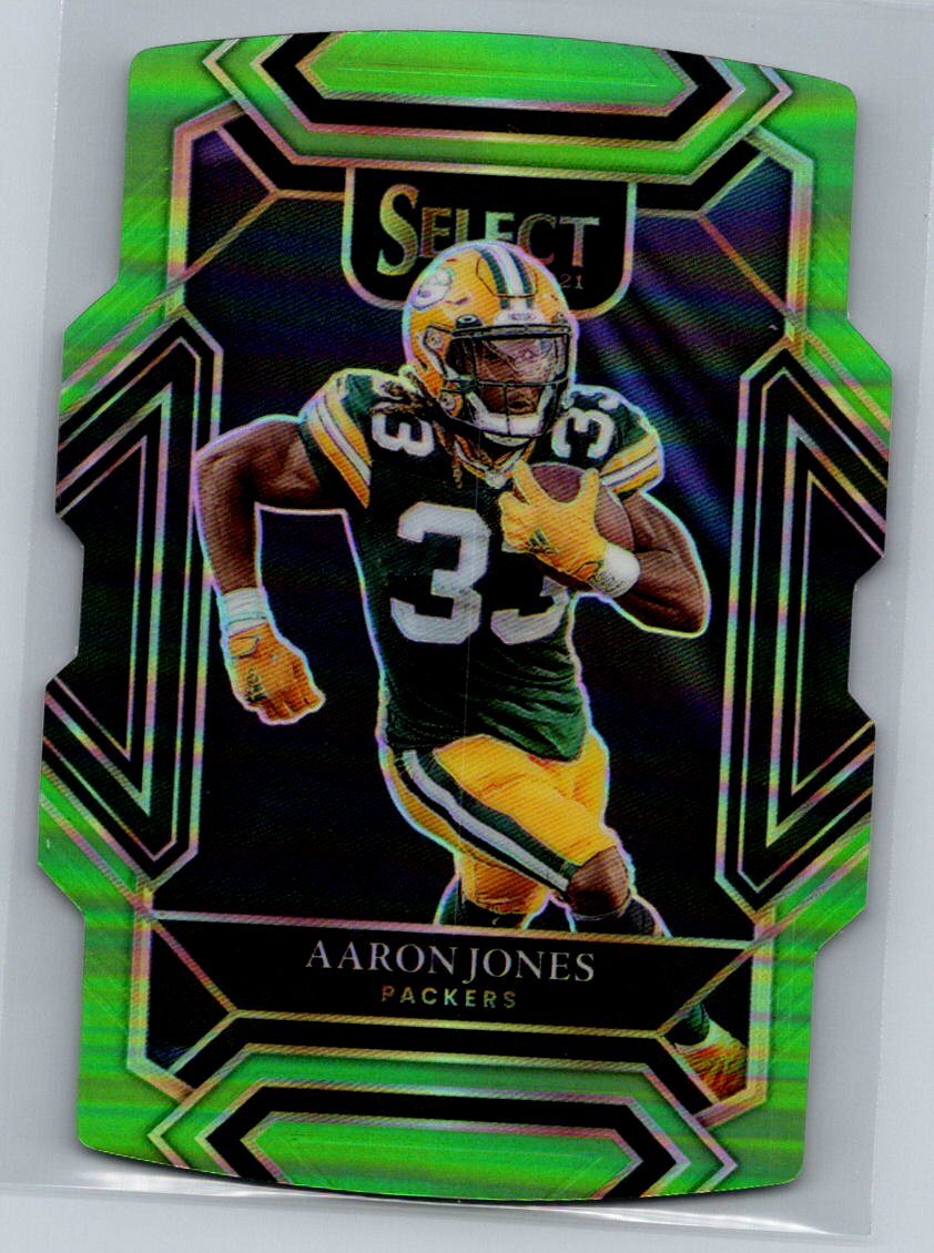 2021 Panini Select #214 Aaron Jones Neon Green Prizm Die Cut #/349