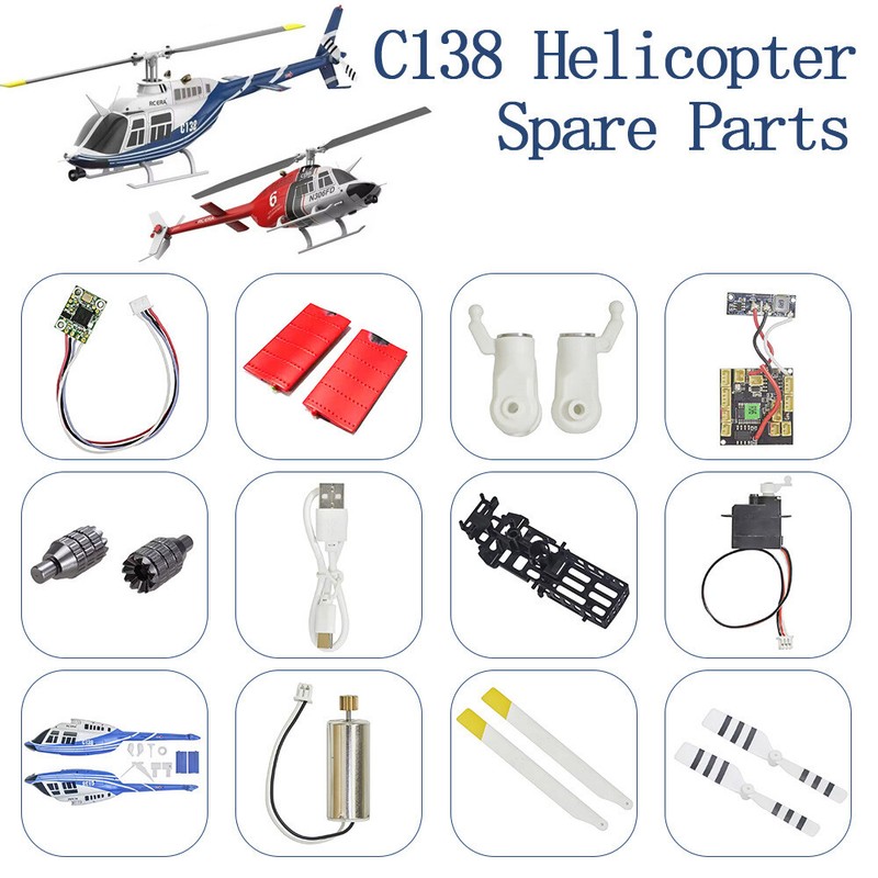 RC ERA C138 Bell 206 RC Helicopter Parts Body Shell Spindle Blade Motor Servo