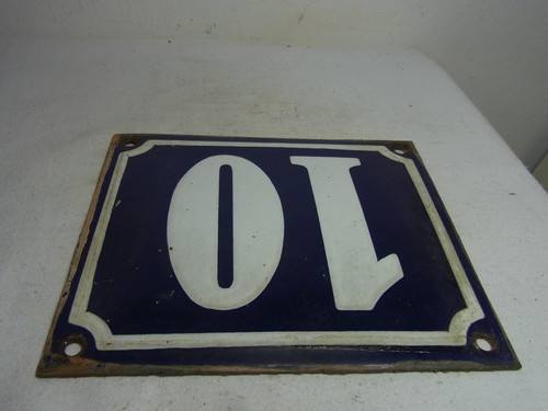 Vintage German Enamel & Iron Sign Blue House 10 #B - Picture 2 of 3