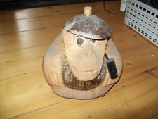 Spardose Affenkopf geschnitzt aus einer Kokosnuss ca. 17 cm hoch