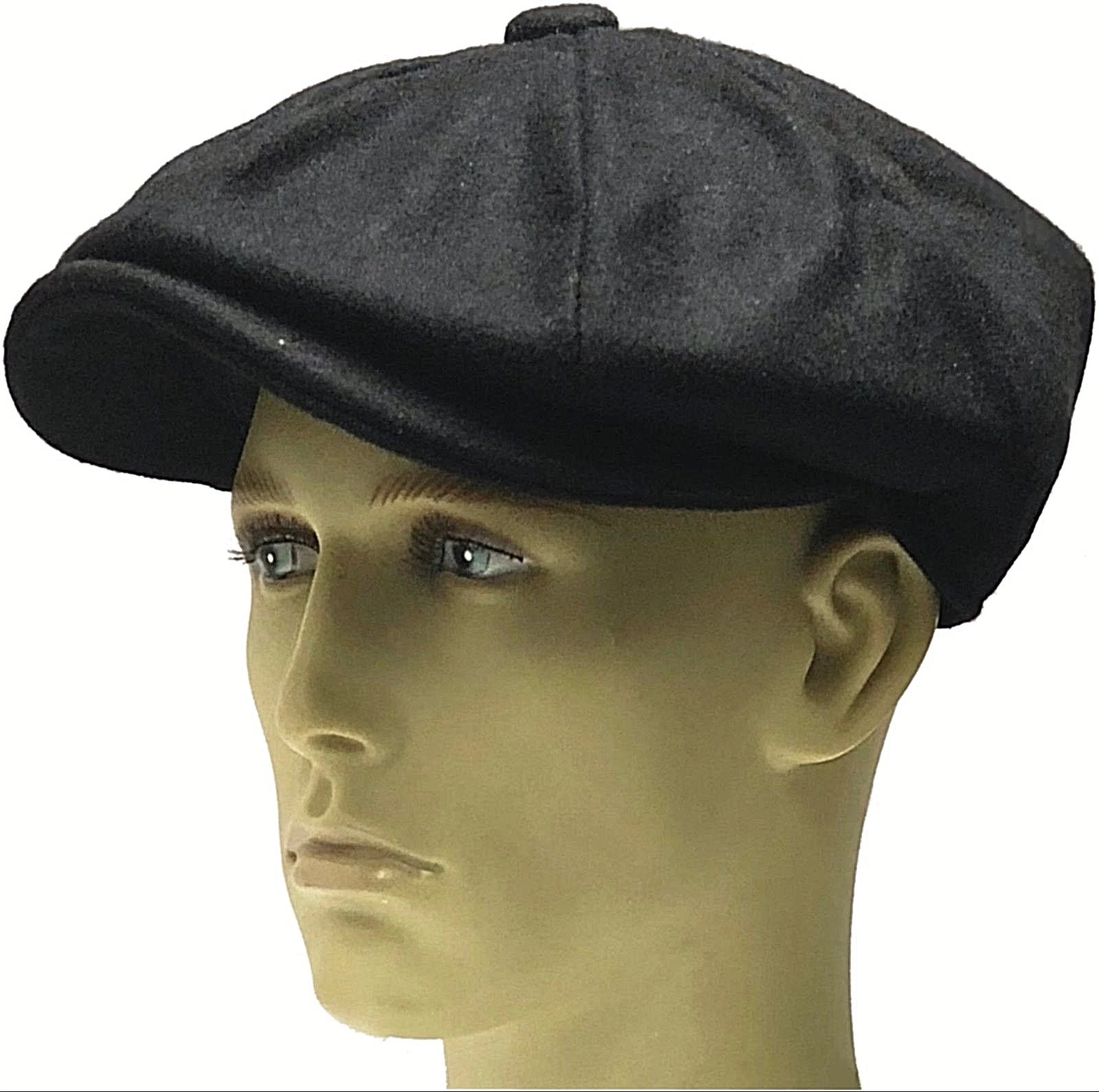Peaky Blinders Black Hat Newsboy Gatsby Cap Flat Baker Boy Wool Mix Bakerboy Men