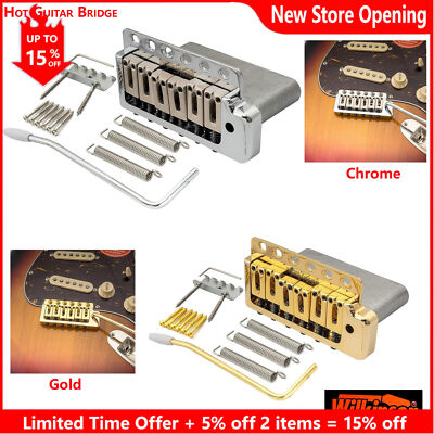 Wilkinson WOV09 Deluxe 52.5mm 6-Screw Tremolo Bridge (2-1/16 inch) Gold Chrome