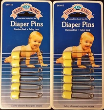 NIP~12 YELLOW DIAPER KING DIAPER PINS-ship free
