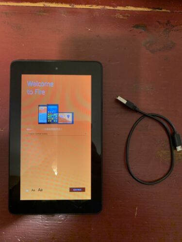 Amazon Fire Tablet 7 inch Model CE0682 Tested  Factory Reset W/ Power Cord - Afbeelding 1 van 2