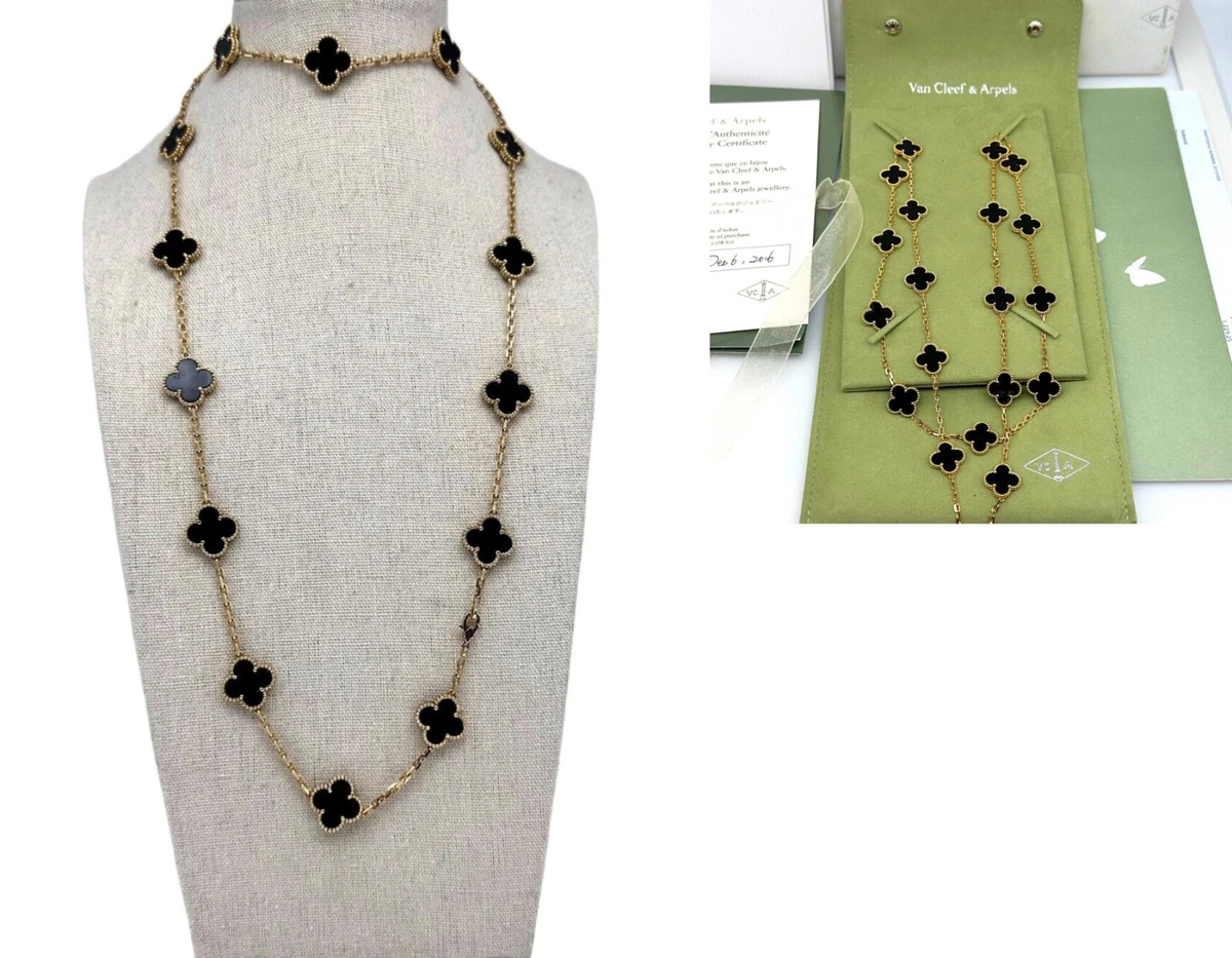 Ever Blossom Necklace, Yellow Gold, Onyx & Diamonds - Jewelry - Categories