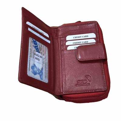 LADIES LEATHER WALLET AMBANC BRAND 06 CARDS LARGE (RED)  AVG 96