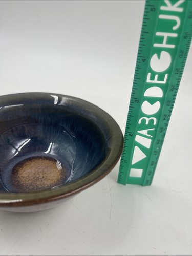 Bill Campbell Signed Art Pottery Pedestal Small Dipping Bowl/ Trinket Dish 5” - Picture 6 of 7