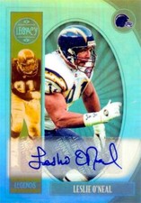 Leslie O'Neal autographed football card 2019 Panini Legacy Refractor #115