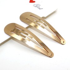 10pcs Gold No Slip Large Metal Snap Hair Clips Grips Barrettes Teardrop BB Clips