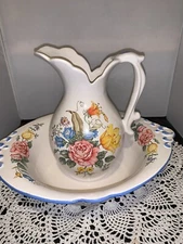 Avon Vintage Floral Pitcher and Wash Basin Nice