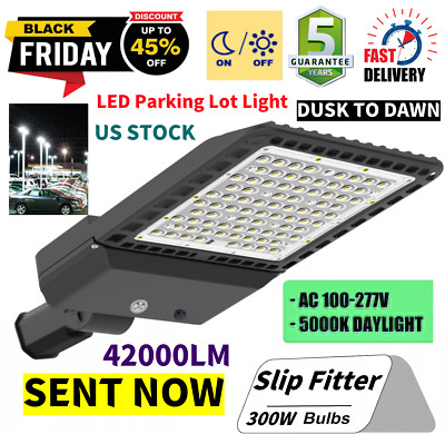 300W LED Parking Lot Light with Photocell, ETL Listed LED Shoebox Pole Lighting