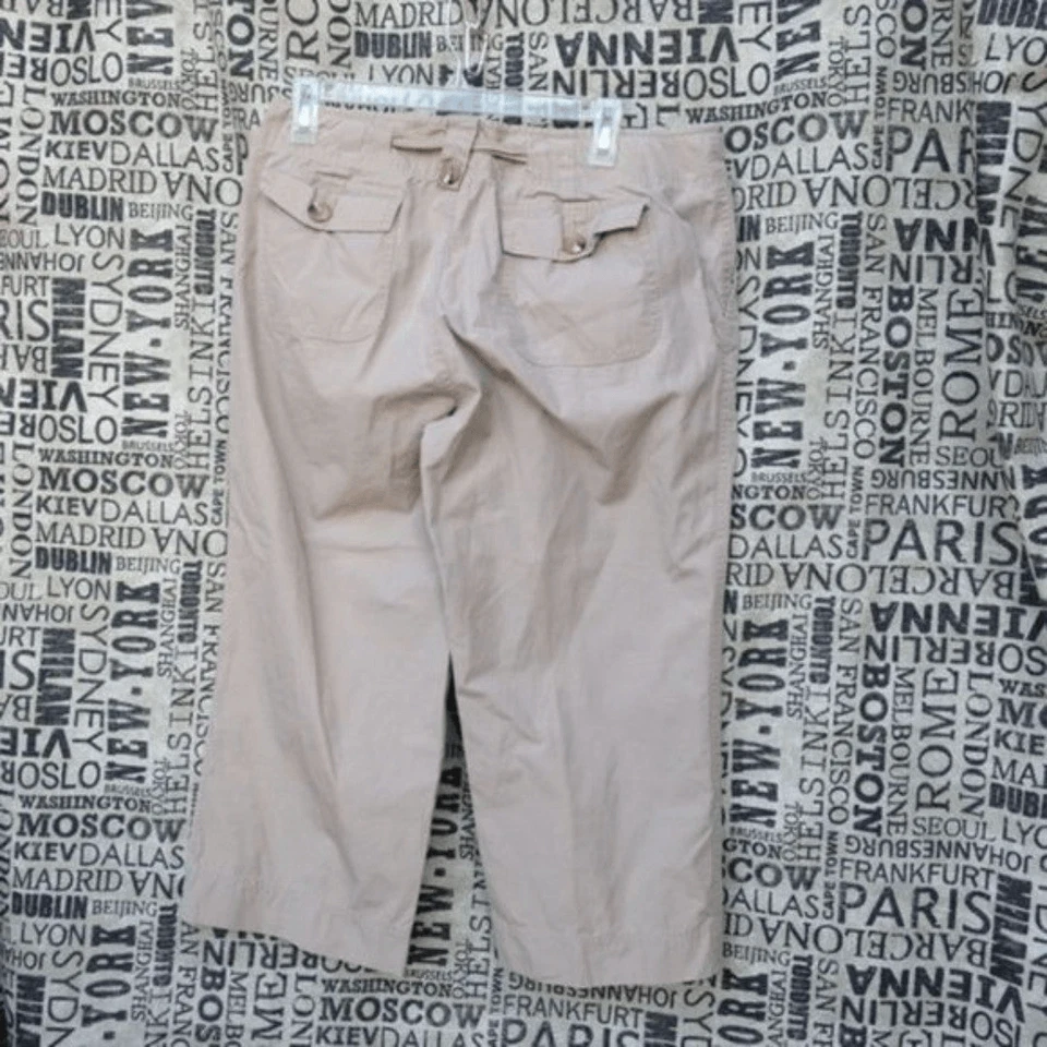 Pantalón mujer Bass talla 12 capris beige 100% algodón Foto 3 de 4