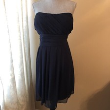 Bill Levkoff Navy Chiffon Strapless Dress Sz 22