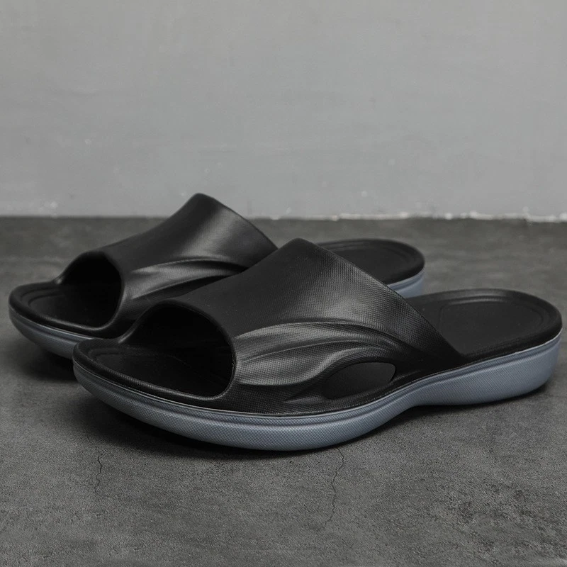 Men Shower Non-Slip Home Slippers Male Open Toe Soft Shower Swimming Gym Sandals - Image 4 of 4