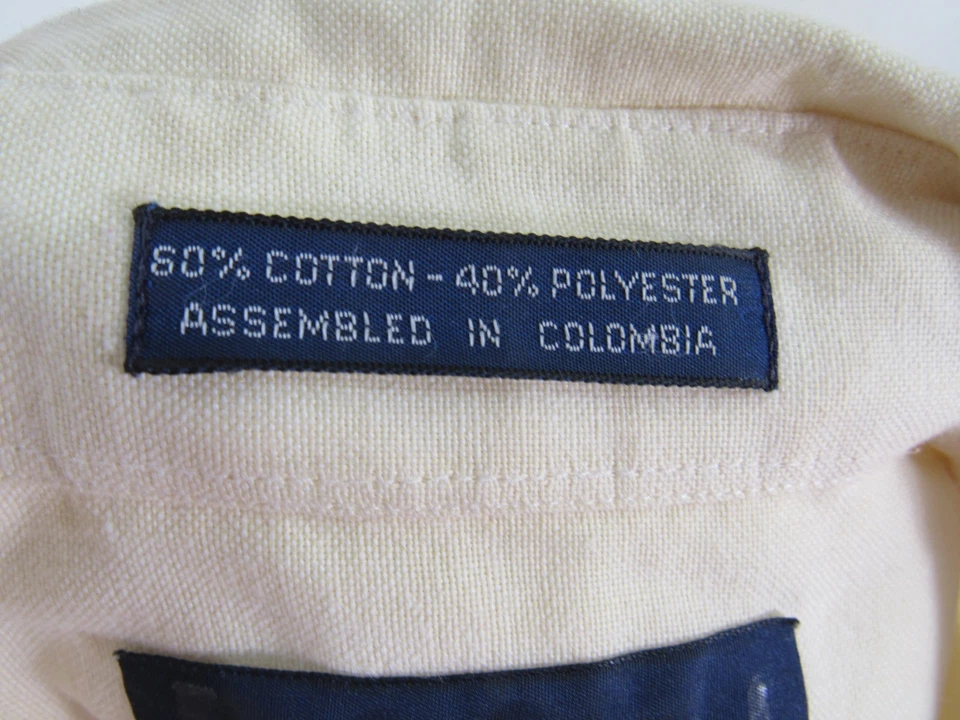 Arrow Dress Shirt Size 15.5 35 Yellow Button Front Long Sleeve Pocket - Image 3 of 4