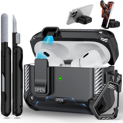 Airpods Pro 1/2 Case, Compatible with AirPods Pro 2nd Generation Case - Black