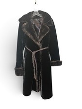 Borgazia Faux Fur Long Maxi Trench Coat Belted 1960's 70's Vintage 42" Chest XL