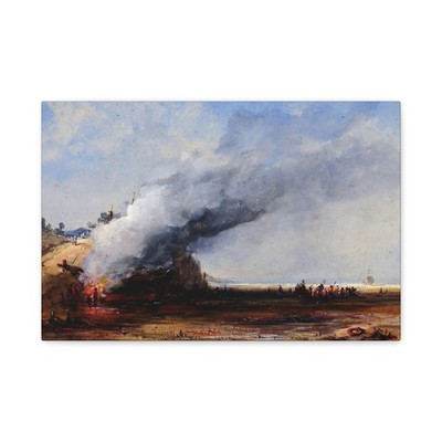Francis Danby, Irish - Burning of an Old Boat - Canvas Wall Art