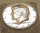 Photo of a 1964-P Kennedy Half Dollar Proof from an eBay listing that sold on Jul 21, 2026