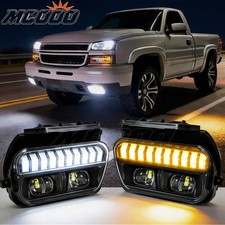 LED Fog Light +DRL For 2003-05 06 07 Chevy Silverado Avalanche Front Bumper Lamp