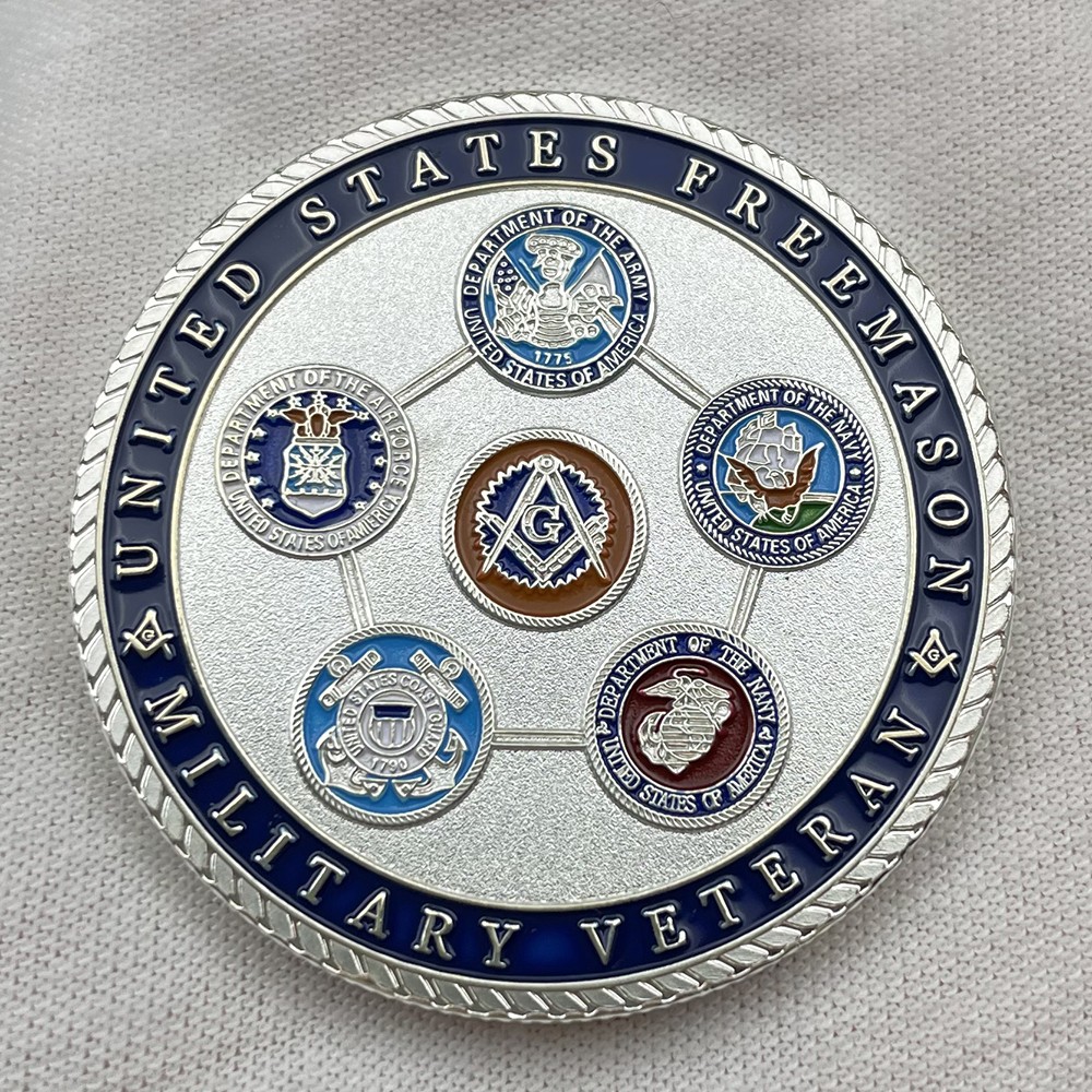 Masonic Military Challenge Coin US Army Navy Air Force Veteran Freemason Token