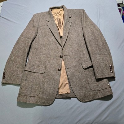 Arnie Arnold Palmer Sport Coat Mens 44 XT Brown Herringbone 100% Wool Blazer USA