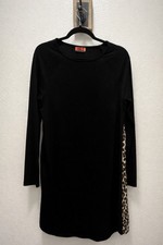 Black Leopard Print Dress Long Sleeve Chic Animal Print Size M