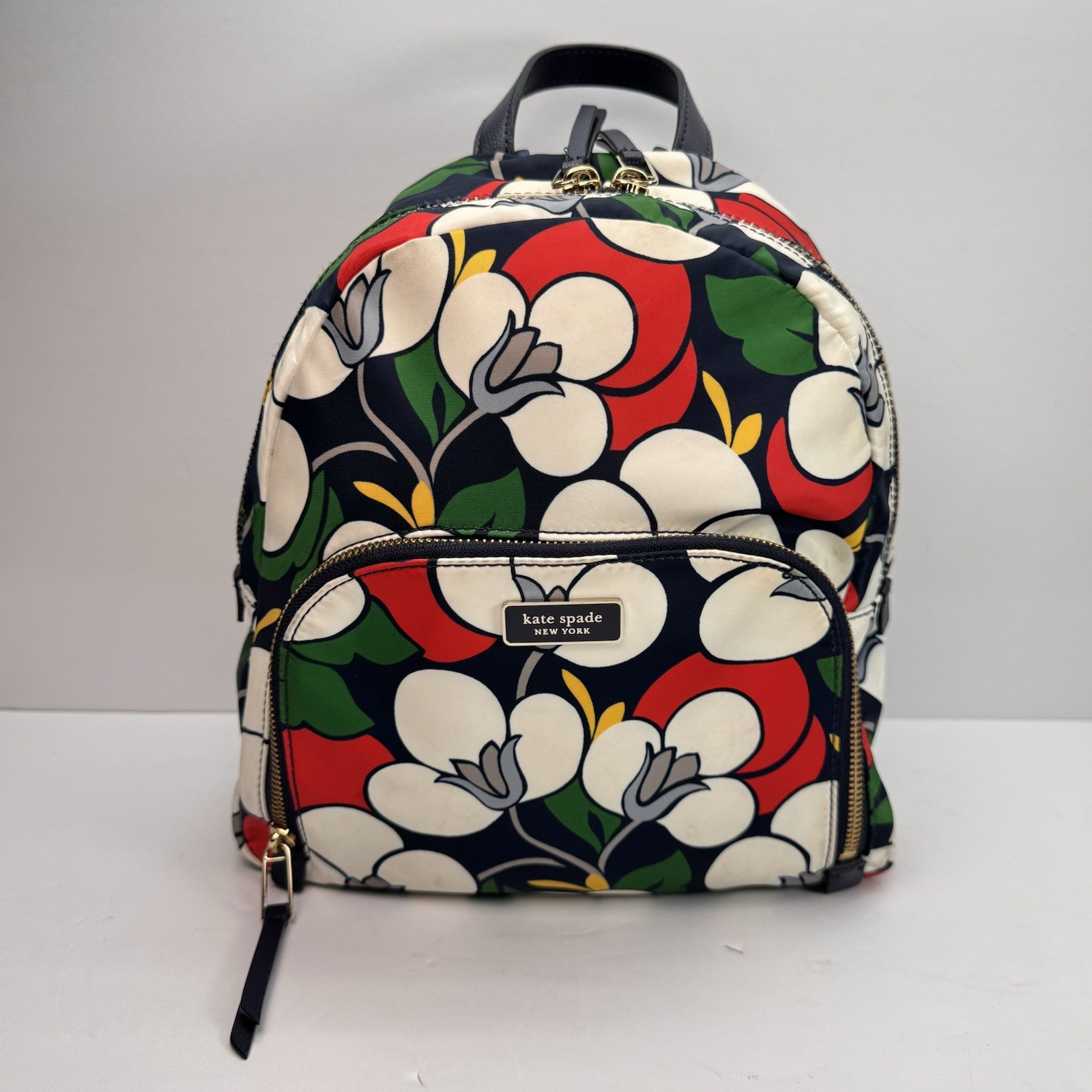 Kate Spade Dawn Breezy Backpack Purse Floral Print Multicolor Zip Bag 11.5 Inch