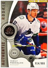UD SP GAME USED SPGU 2021 VASILY PODKOLZIN NHL RC VANCOUVER CANUCKS ROOKIE /999