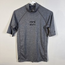 Billabong Rash Guard Surf Shirt Mens Grey Black Aloha Hawaii UV50 Swim