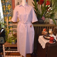Vintage 1980s Serbin Shirtwaist Dress Purple NOS Belted Dress USA Size Small