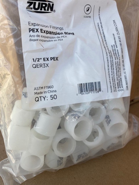 (50 PACK) ZURN PEX EXPANSION RINGS 1/2" PEX EXPANSION RINGS HALF INCH QER3X