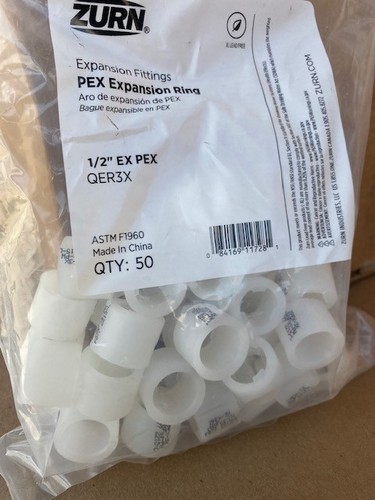 (50 PACK) ZURN PEX EXPANSION RINGS 1/2" PEX EXPANSION RINGS HALF INCH QER3X